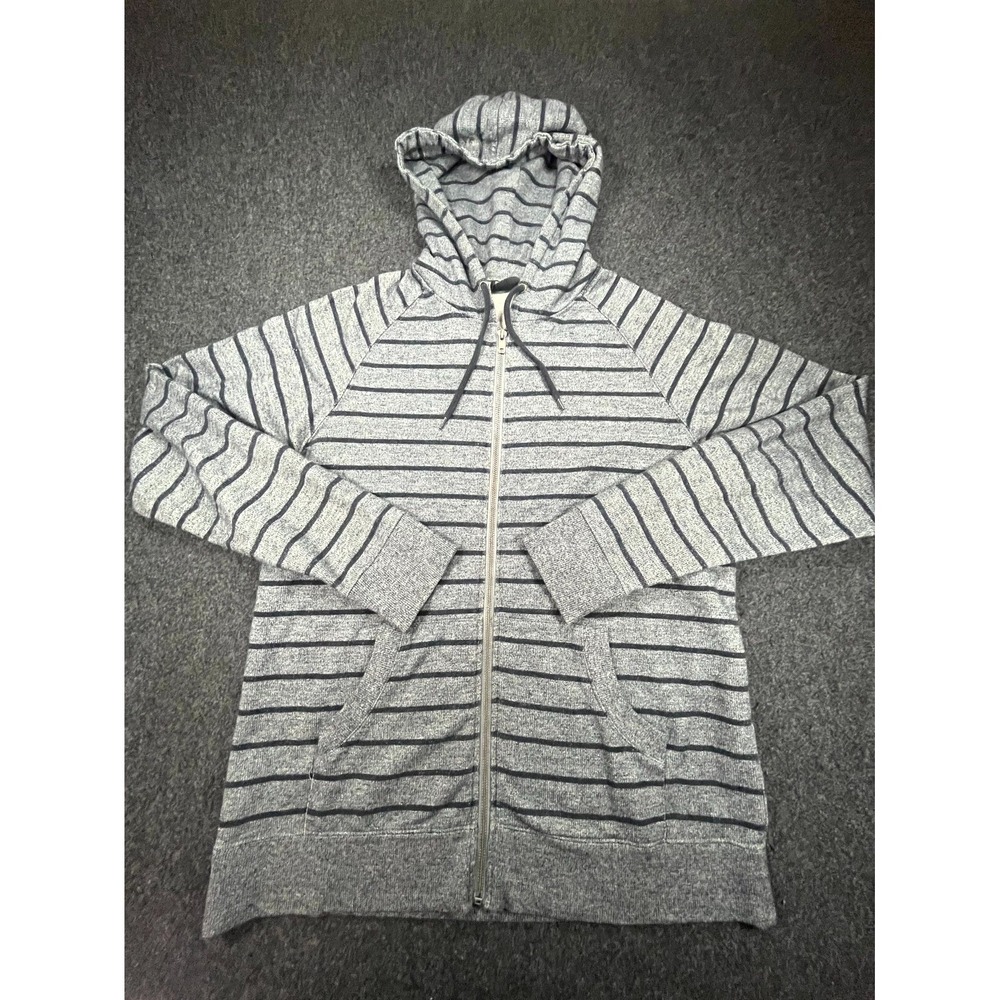 BDG Urban Outfitters Hoodie Men's M Gray Cotton Striped Full Zip Raglan Sleeve
